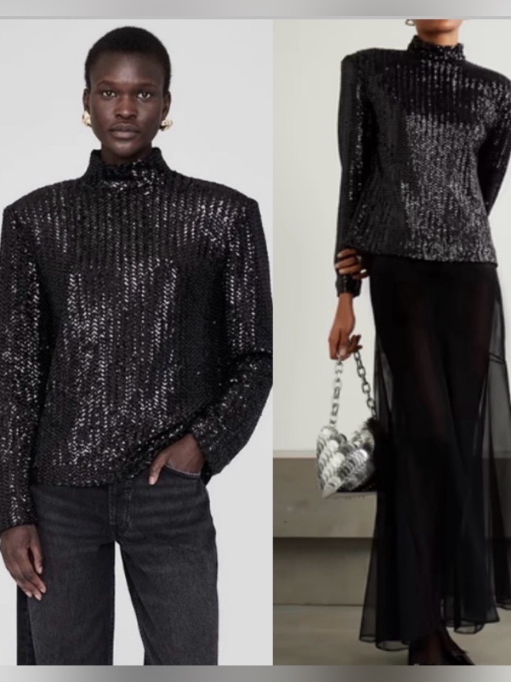 Anine Bing Josephine sequin black top size Medium NWT.